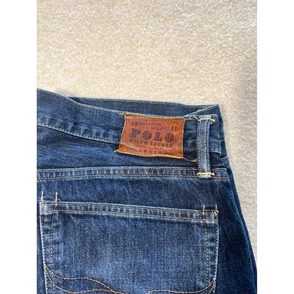 Polo Ralph Lauren Slim Straight Jeans‎ Mens 36x34 Blue Riverside Denim RL Logo